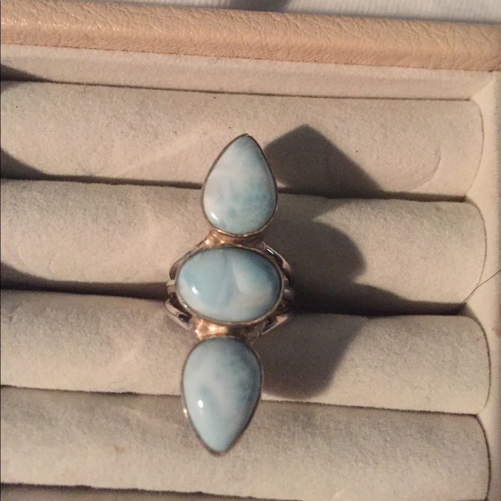 Gorgeous Larimar sterling statement ring